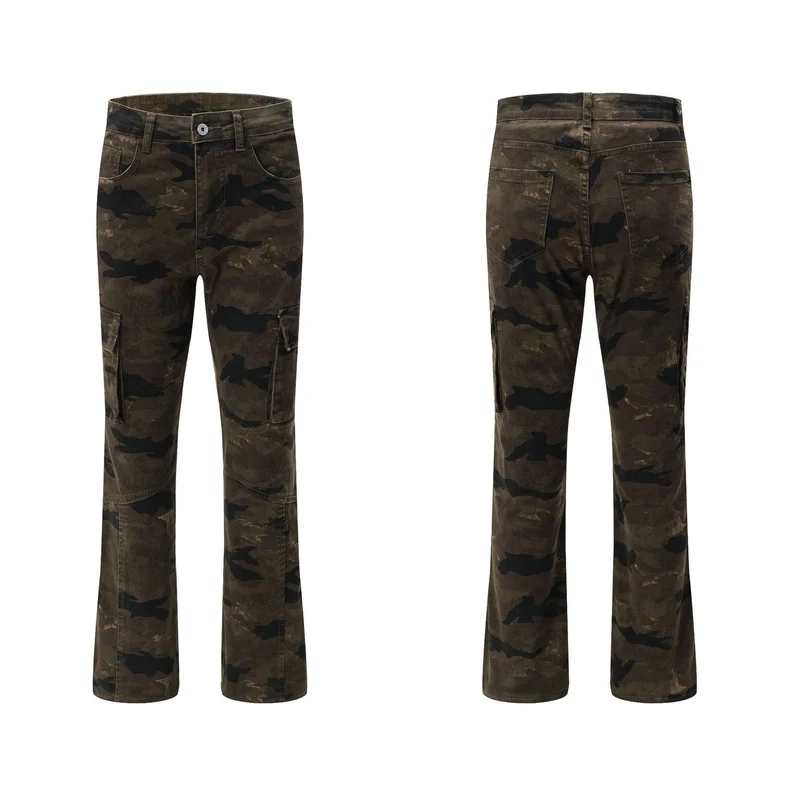 Unisex Cargohose im weiten Marlene-Cut mit Camouflage-Print und großen Pattentaschen Nord Taschen