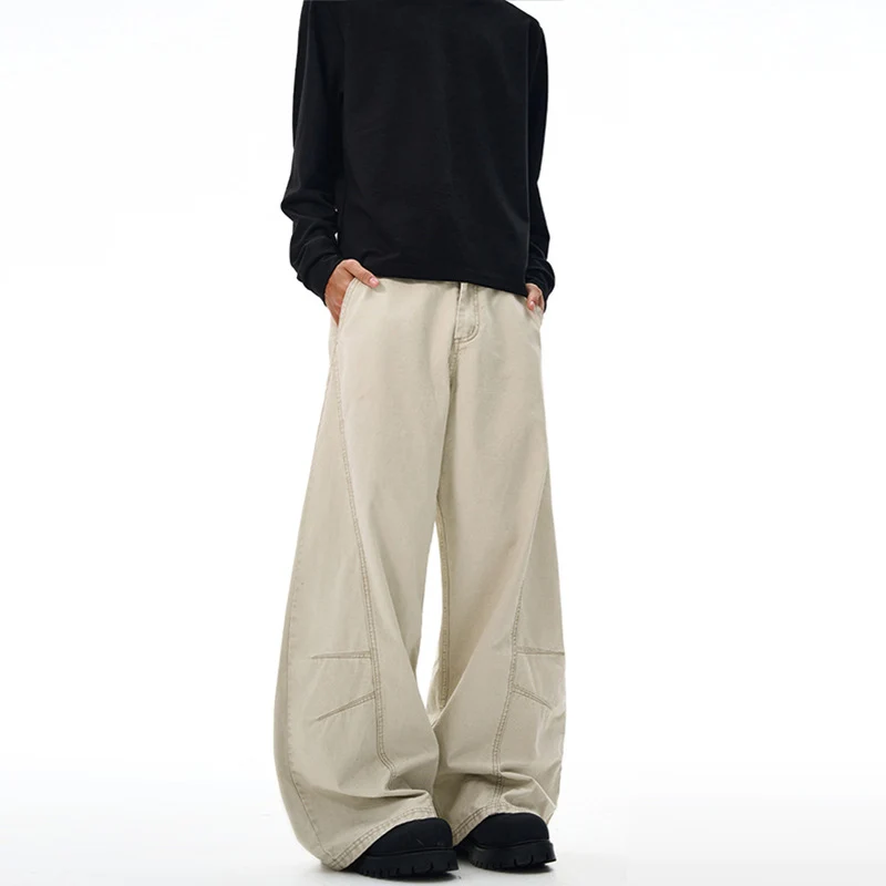 Herren Weitgeschnittene Workwear-Palazzo-Hose aus robustem Baumwoll-Twill mit Paneelnähten Nord Taschen