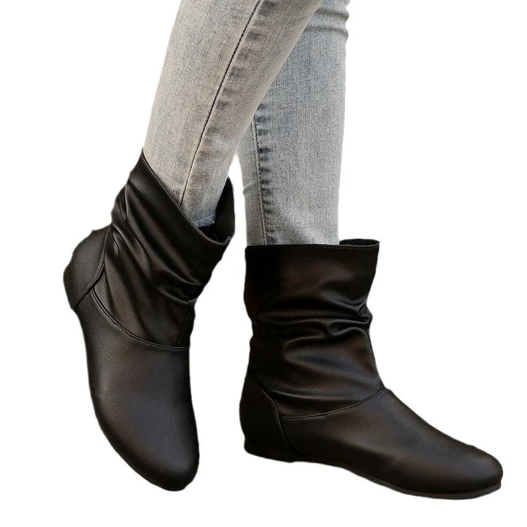 Damen modische Stiefeletten mit elegantem Rüschendesign und weichem Obermaterial