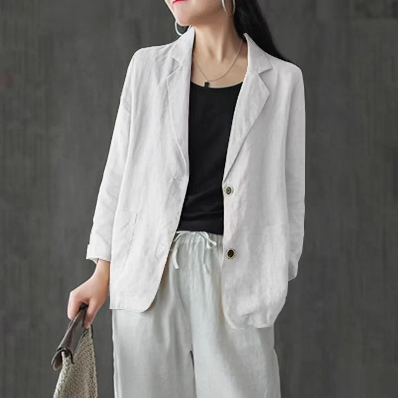 Damen Lässiger Leinenblazer Nord Taschen