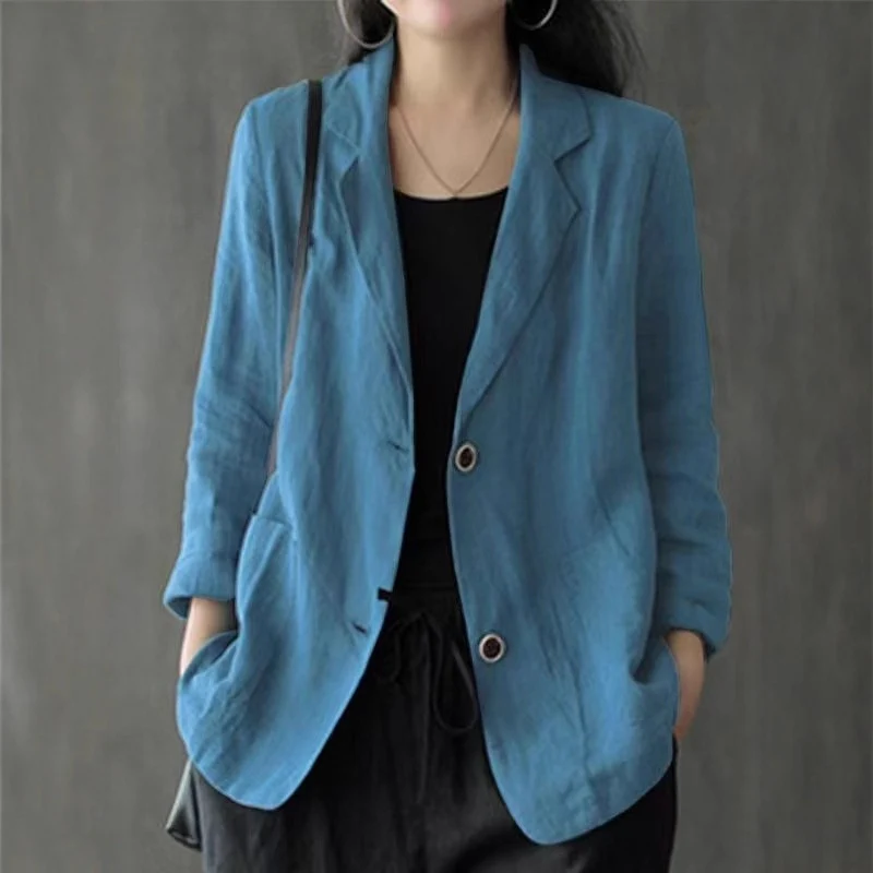 Damen Lässiger Leinenblazer Nord Taschen