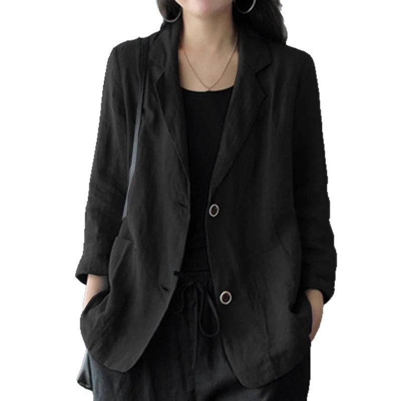 Damen Lässiger Leinenblazer Nord Taschen