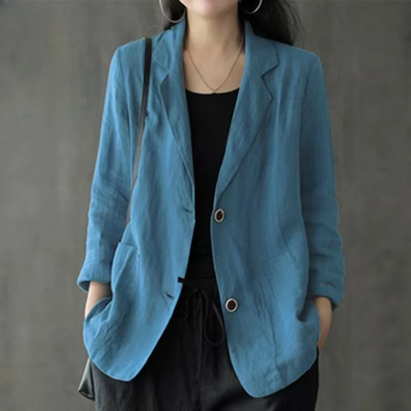 Damen Lässiger Leinenblazer Nord Taschen
