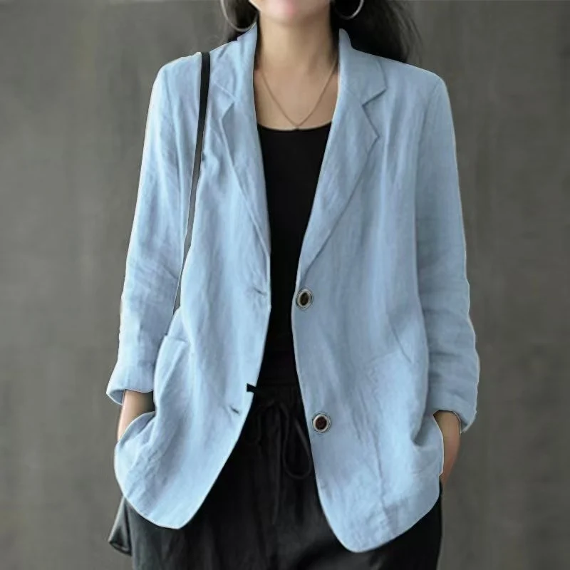 Damen Lässiger Leinenblazer Nord Taschen