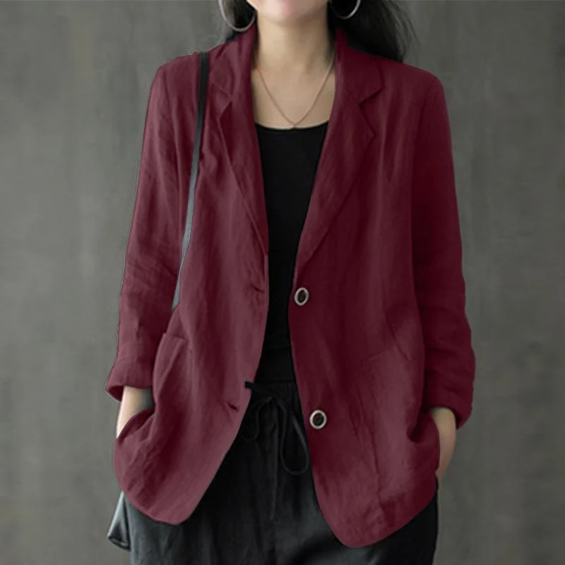 Damen Lässiger Leinenblazer Nord Taschen