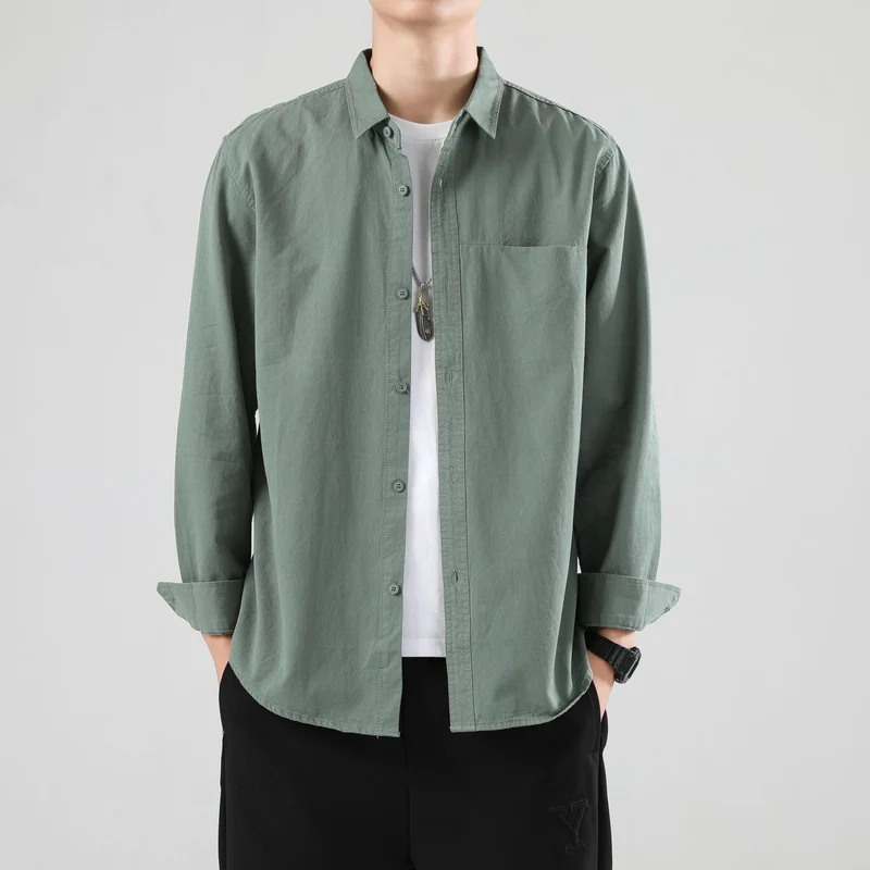 Herren Lockeres Baumwoll-Overshirt mit Brusttasche und leichter Struktur Nord Taschen