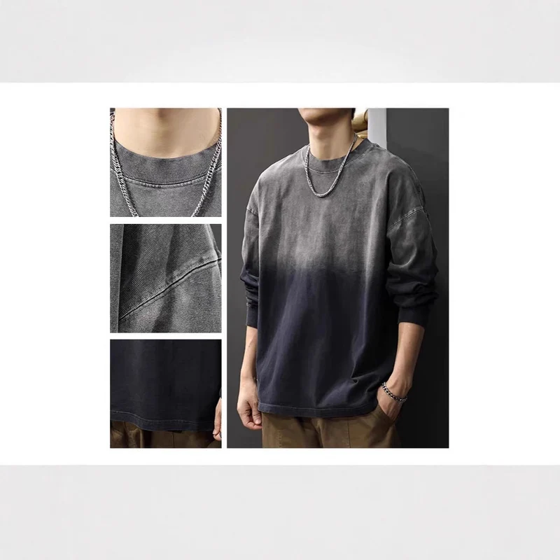 Herren Langarm-T-Shirt mit Ombre-Effekt Nord Taschen