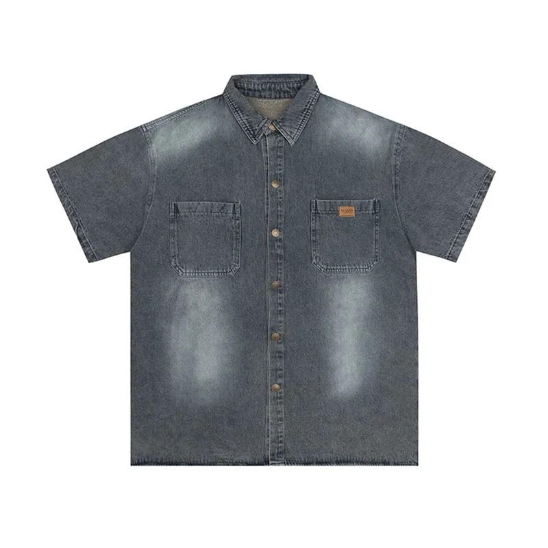 Herren Kurzarm-Denim-Hemd Nord Taschen