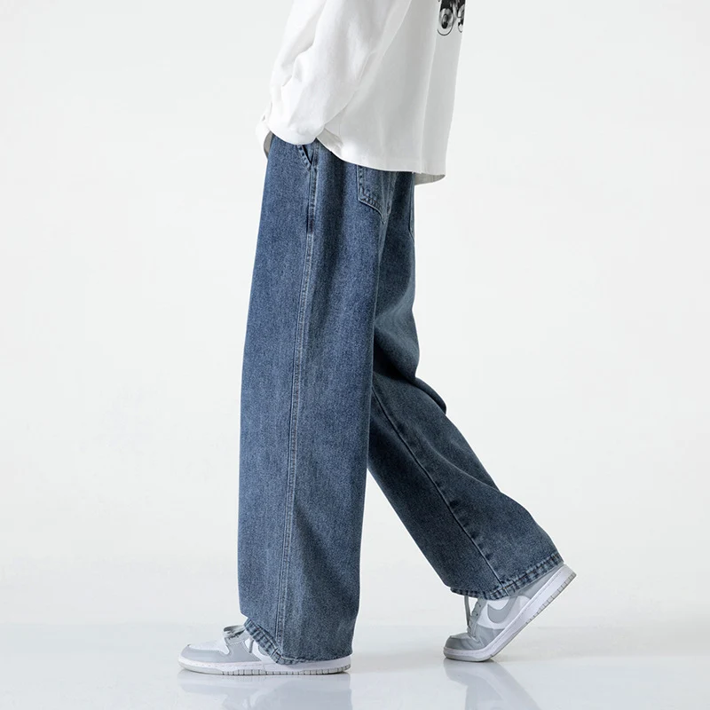Herren Weitbeinige Denim-Baggyhose mit Tunnelzugbund und geradem Saum Nord Taschen