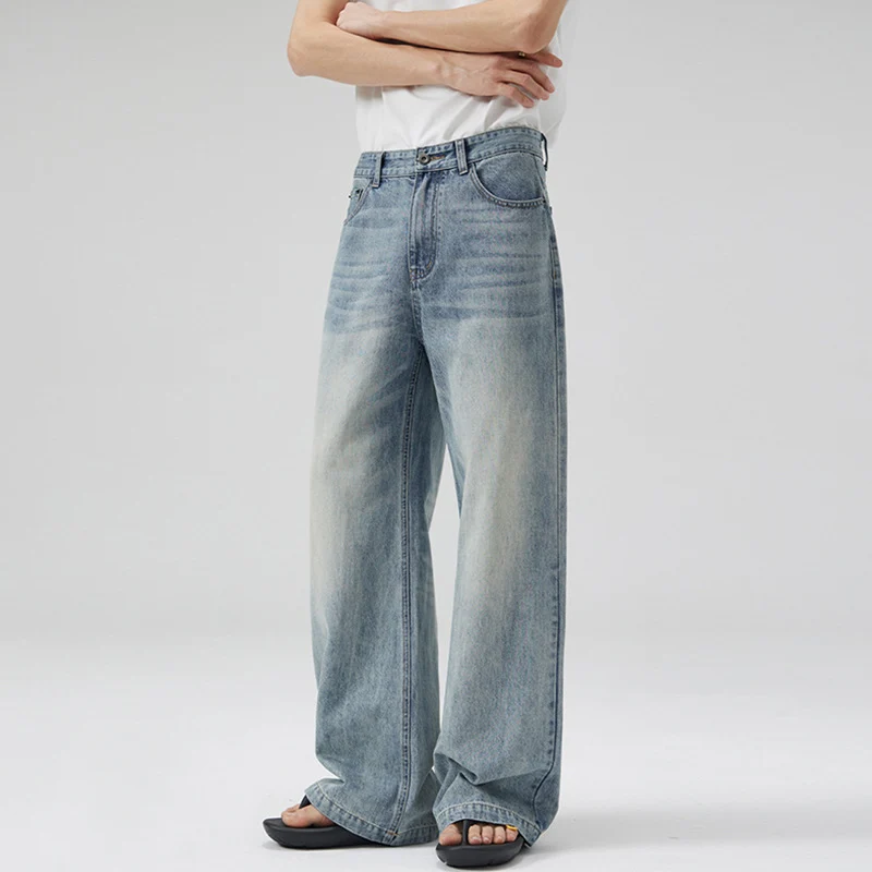 Herren Weit geschnittene Vintage-Denim-Jeans mit hoher Taille und weitem Bein Nord Taschen