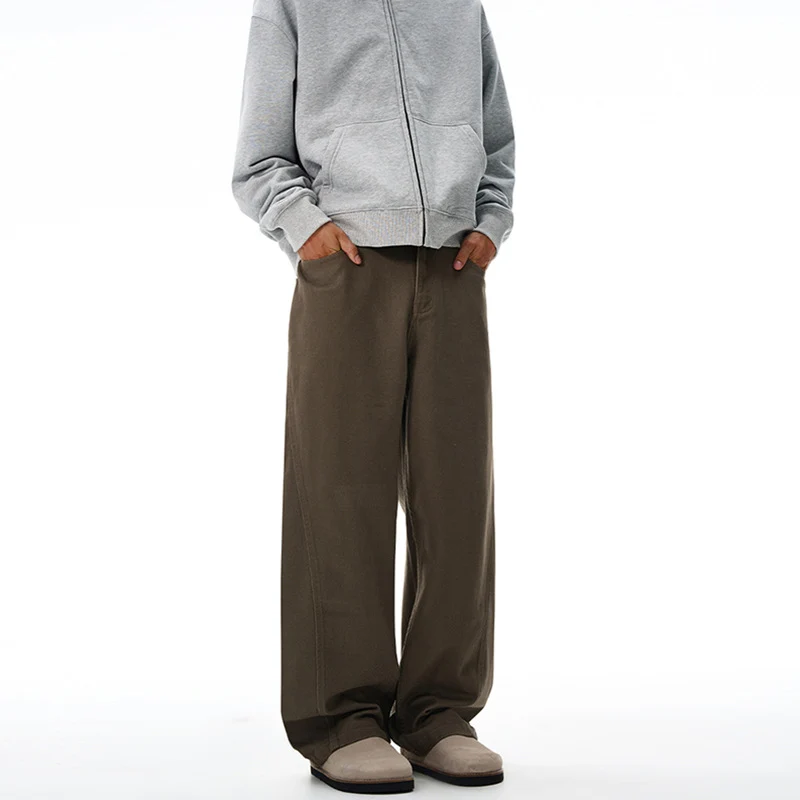 Herren Weit geschnittene Twill-Hose mit strukturierter Canvas-Optik und langen Saumfalten Nord Taschen