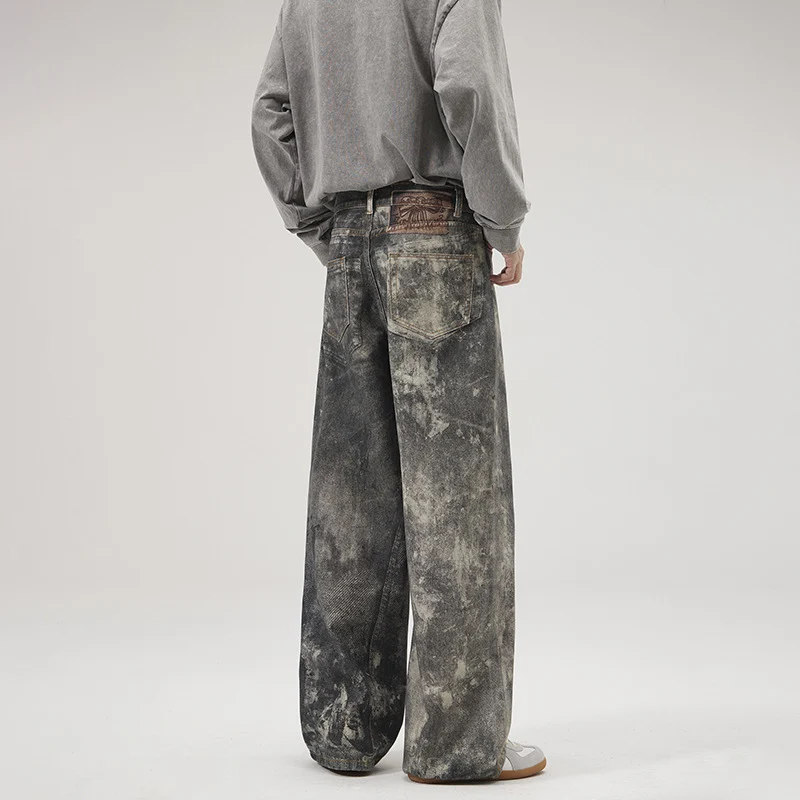 Herren Baggy-Denim mit künstlerischer Bleach-Optik und weitem Bein Nord Taschen