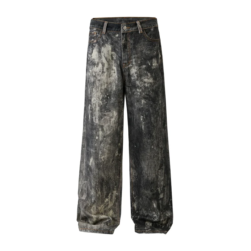 Herren Baggy-Denim mit künstlerischer Bleach-Optik und weitem Bein Nord Taschen