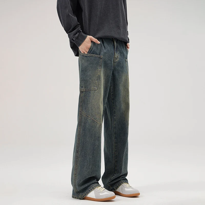 Herren Baggy-Denim-Cargohose mit ergonomischen Knieabnähern und großzügigen Fronttaschen Nord Taschen