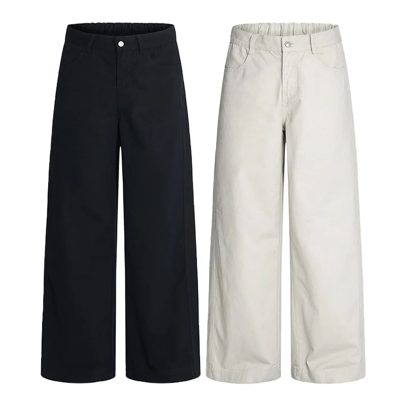 Damen Hochgeschnittene Extraweite Palazzo-Hose aus Baumwoll‑Twill mit bodenlanger Silhouette Nord Taschen