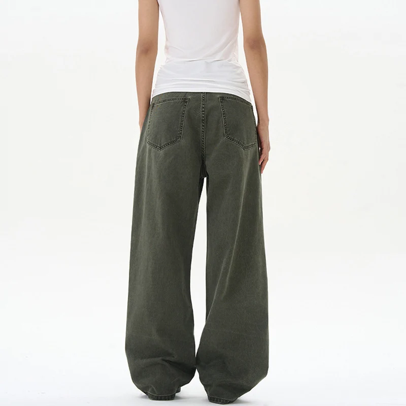 Damen Hochgeschnittene Baumwoll-Jeans mit extra weitem Bein Nord Taschen