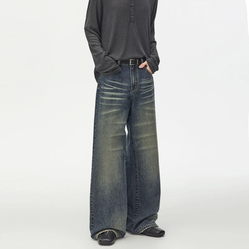 Damen Extraweite Vintage-inspirierte Palazzodenim mit tiefem Schritt und geprägten Falten Nord Taschen