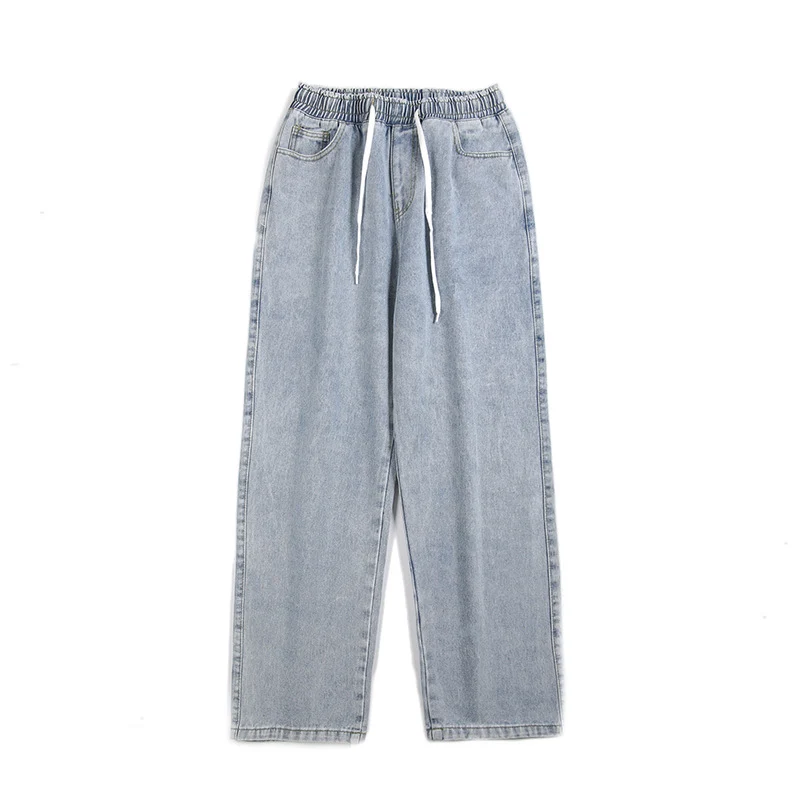 Herren Locker-sitzende Denim-Hose mit elastischem Tunnelzugbund und weitem Bein Nord Taschen