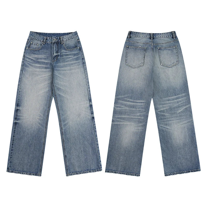 Herren Locker geschnittene Stonewashed-Denim-Jeans mit extra weitem Bein Nord Taschen