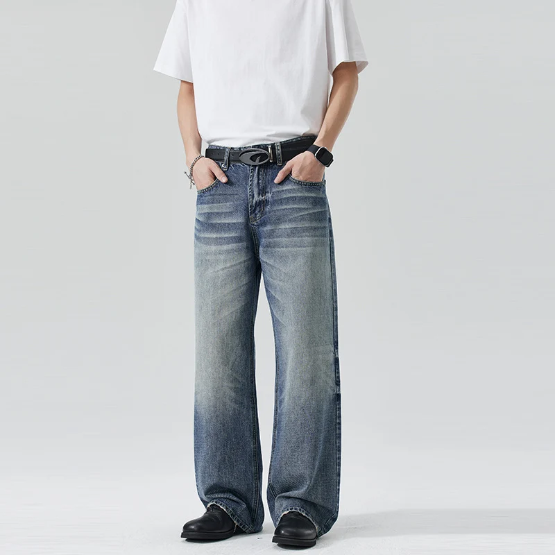 Herren Locker geschnittene Stonewashed-Denim-Jeans mit extra weitem Bein Nord Taschen