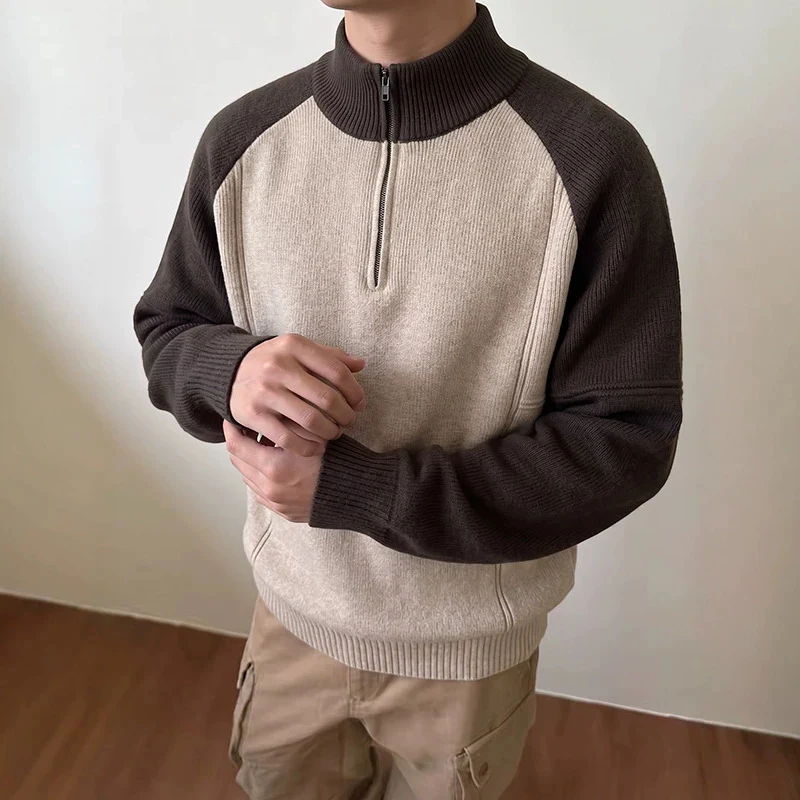 Herren Halbzip-Pullover mit Strickmuster Nord Taschen