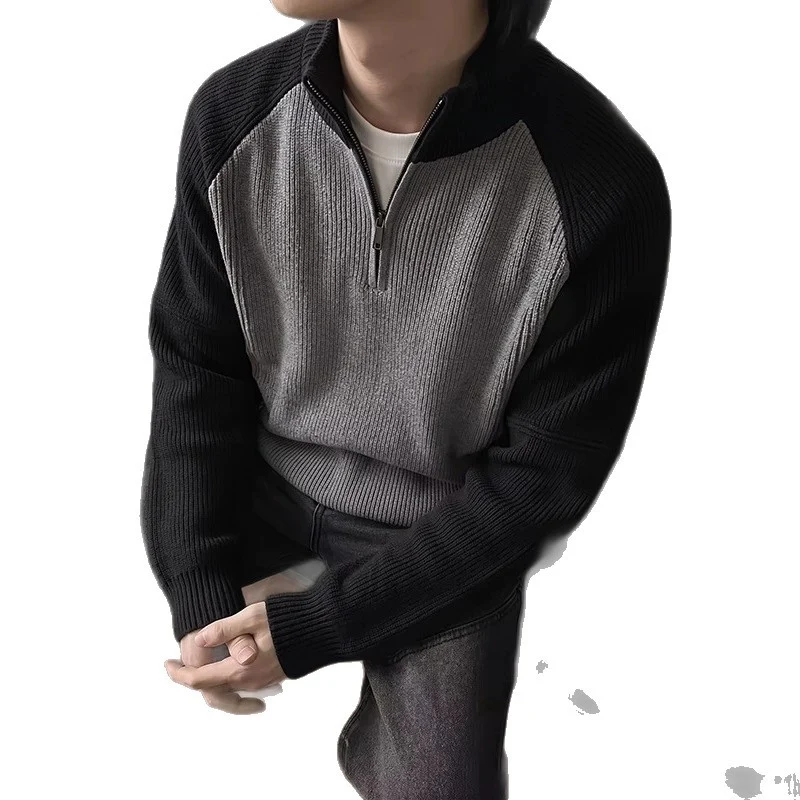 Herren Halbzip-Pullover mit Strickmuster Nord Taschen