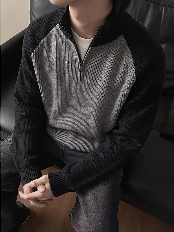 Herren Halbzip-Pullover mit Strickmuster Nord Taschen