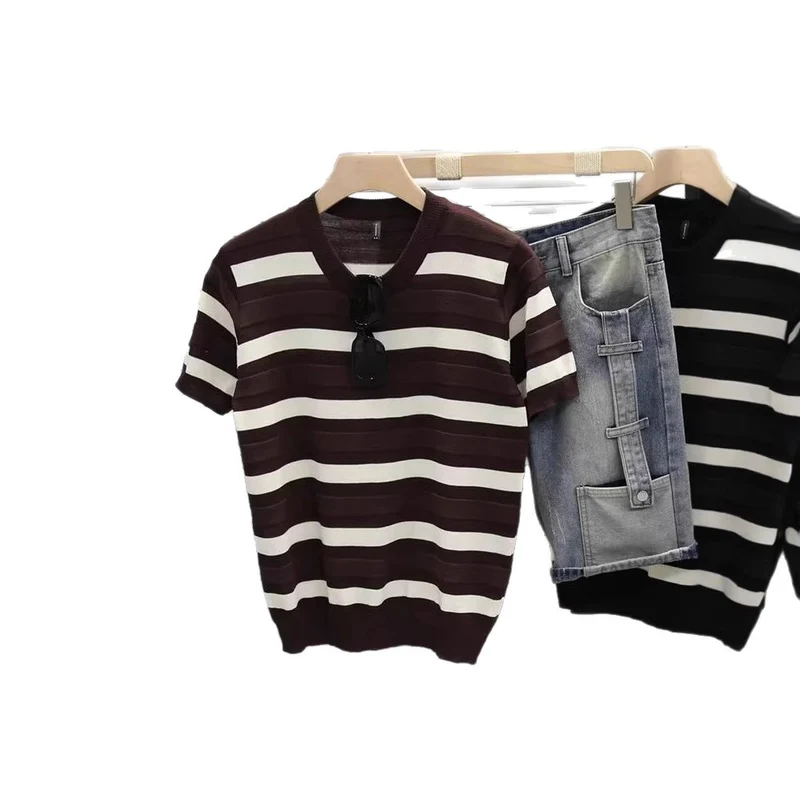 Herren Gestreiftes Kurzarm-Shirt Nord Taschen