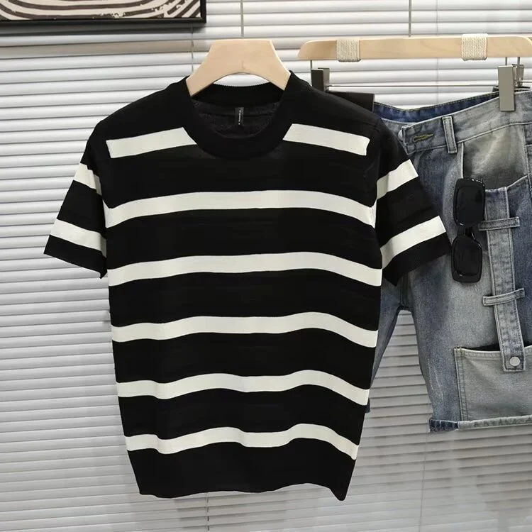 Herren Gestreiftes Kurzarm-Shirt Nord Taschen