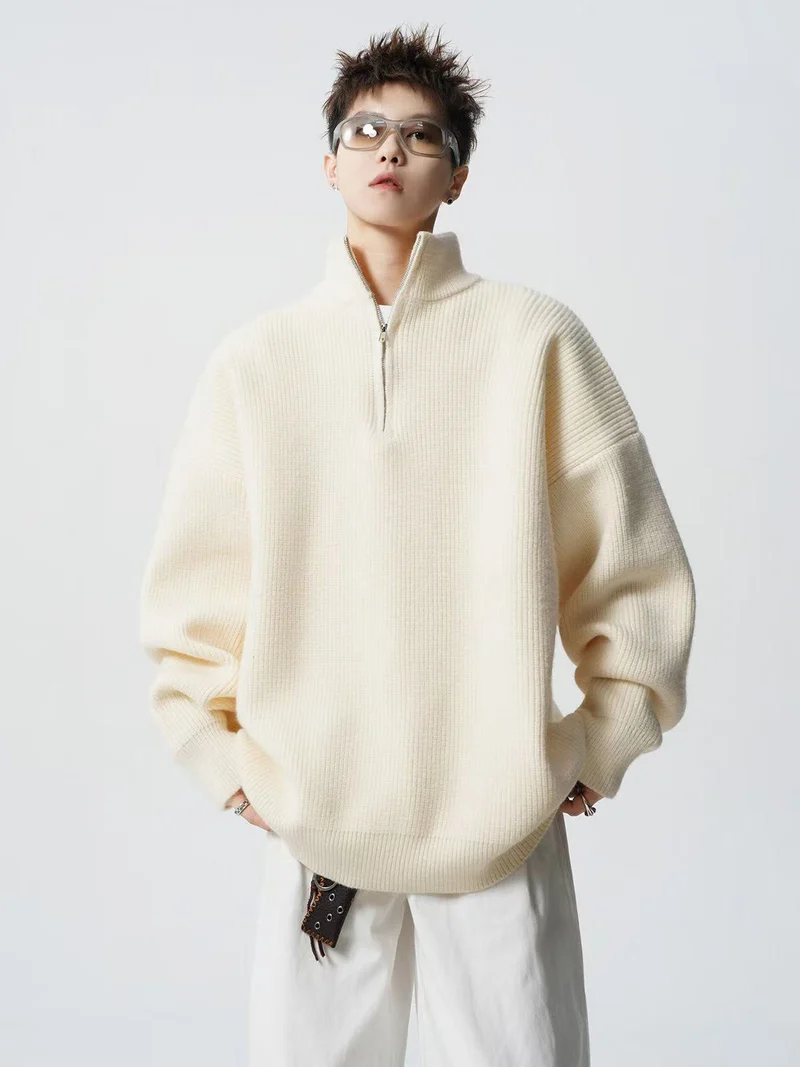 Damen Urbaner Oversized Pullover mit Stehkragen Nord Taschen