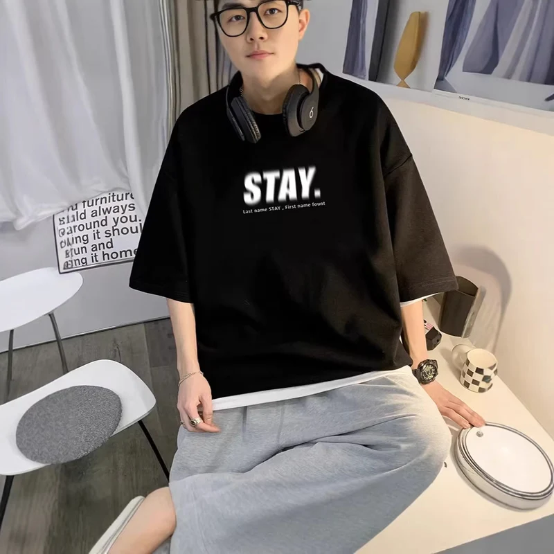 Herren Oversized T-Shirt mit modernem Schriftzug Nord Taschen
