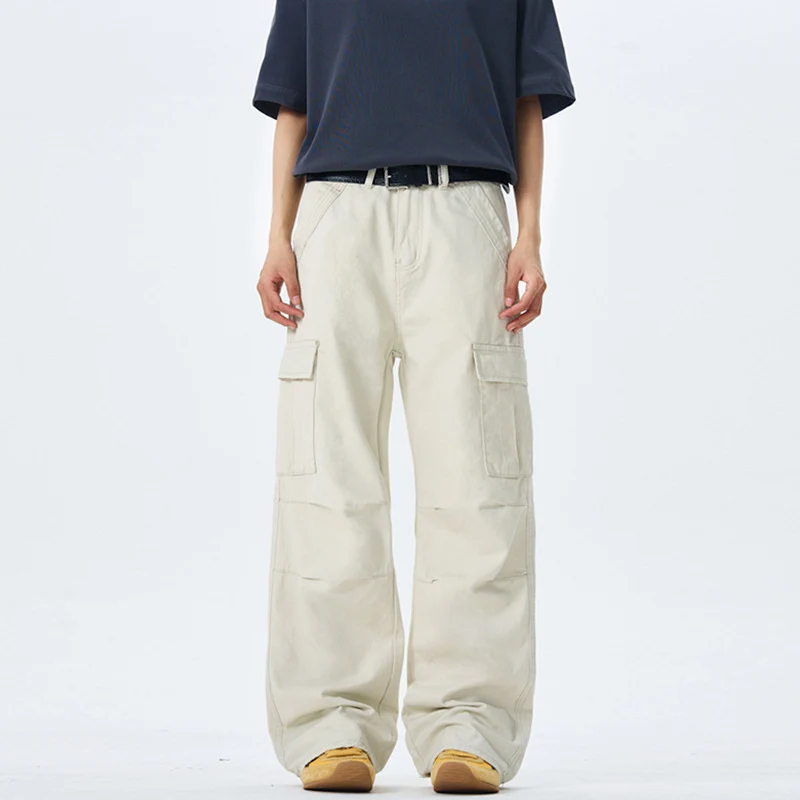 Damen Weitgeschnittene Cargo-Hose mit hoher Taille und aufgesetzten Taschen Nord Taschen