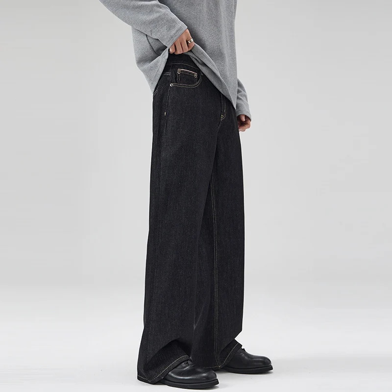 Damen Weite gefütterte Denim-Palazzo-Jeans mit mittelhohem Bund Nord Taschen