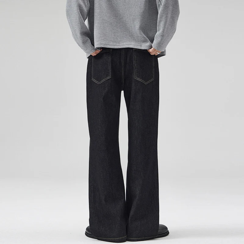 Damen Weite gefütterte Denim-Palazzo-Jeans mit mittelhohem Bund Nord Taschen
