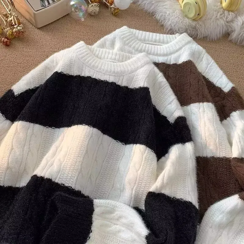 Damen Lässiger Strickpullover mit Zopfmuster Nord Taschen