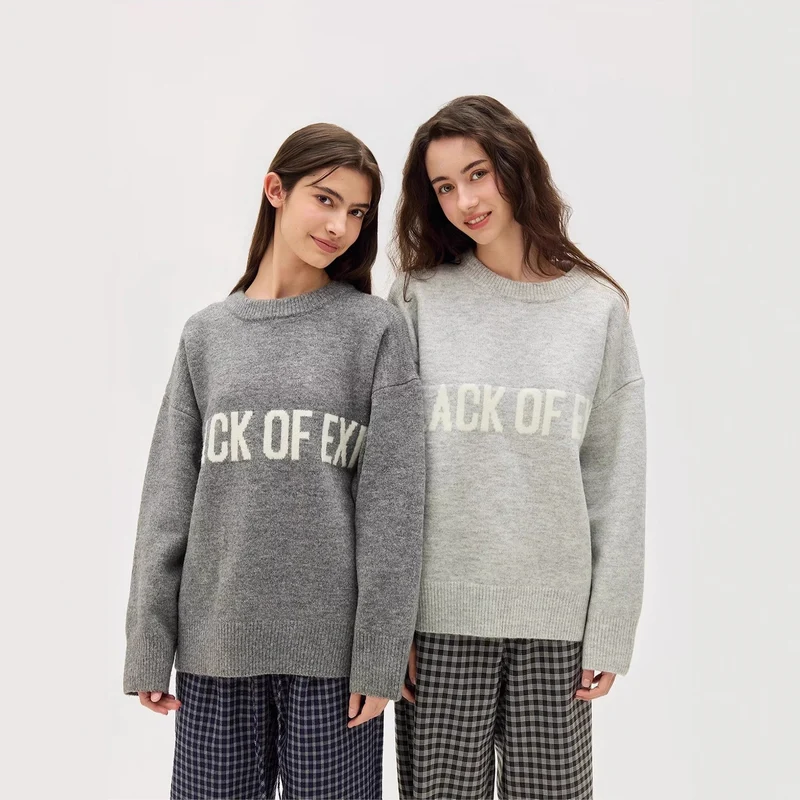 Damen Lässiger Oversized Pullover mit kreativem Schriftzug Nord Taschen