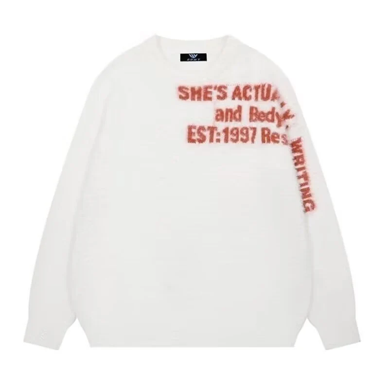 Damen Lässiger Oversized Pullover mit grafischem Print Nord Taschen