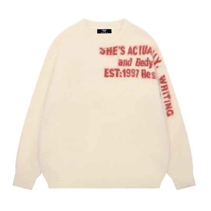 Damen Lässiger Oversized Pullover mit grafischem Print Nord Taschen