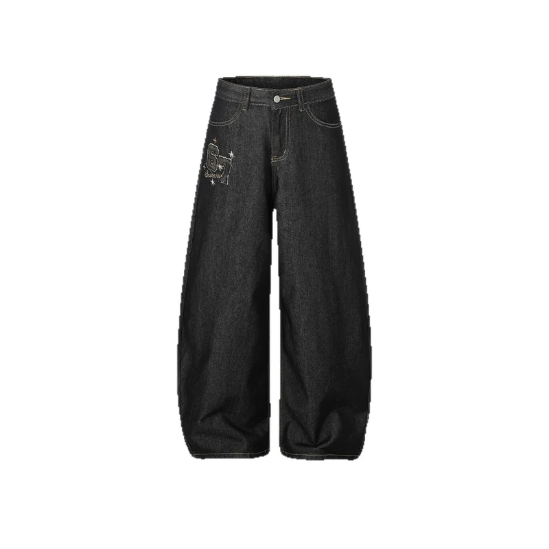 Damen Lässige Weitgeschnittene Jeans Nord Taschen