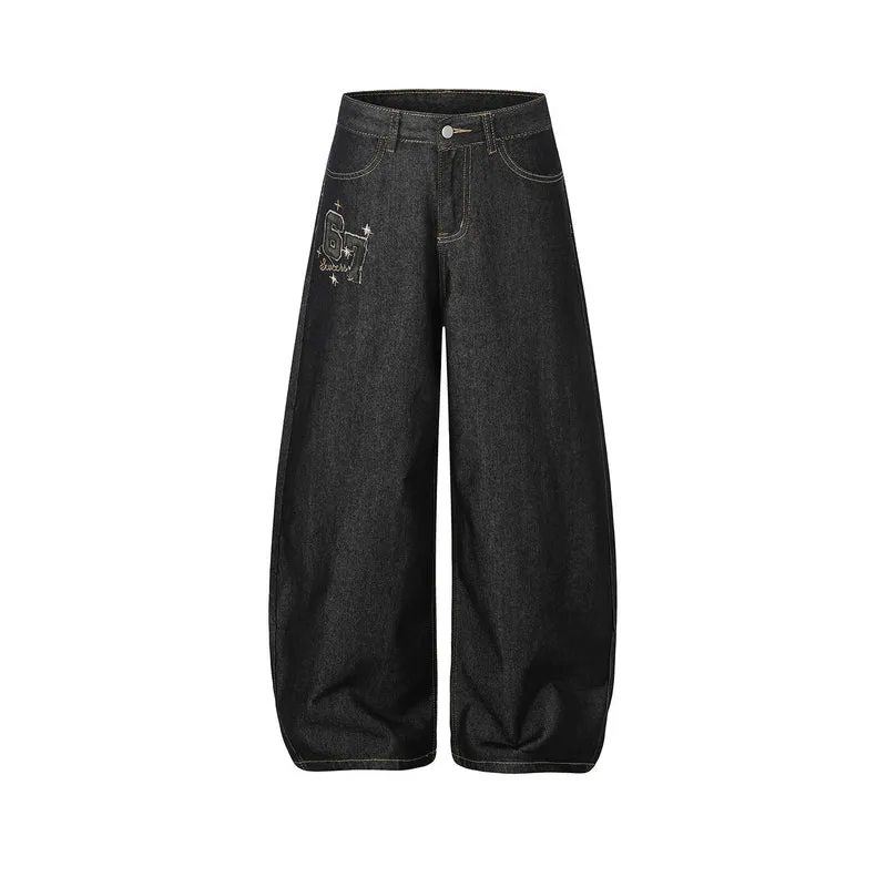 Damen Lässige Weitgeschnittene Jeans Nord Taschen