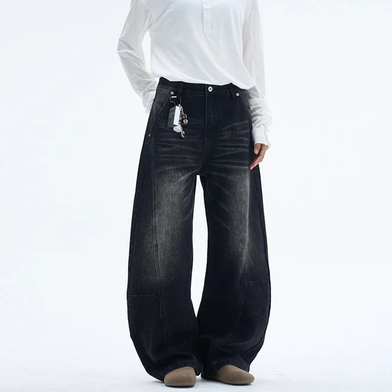 Damen Extraweite Palazzodenim-Jeans mit hoher Bundlinie, Paneelnähten und weitem Saum Nord Taschen