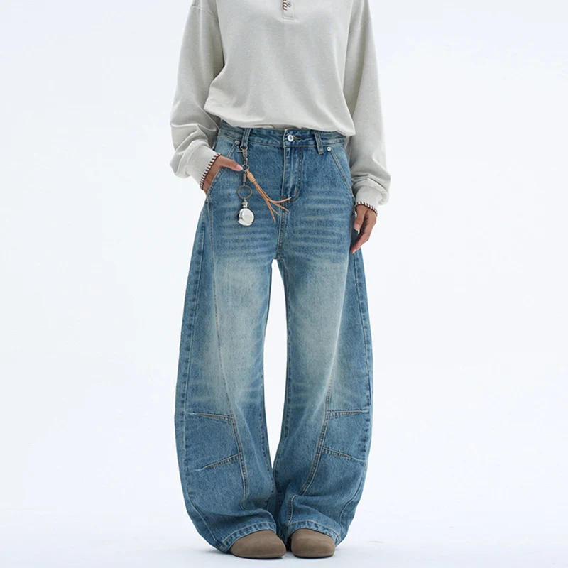 Damen Extraweite Palazzodenim-Jeans mit hoher Bundlinie, Paneelnähten und weitem Saum Nord Taschen