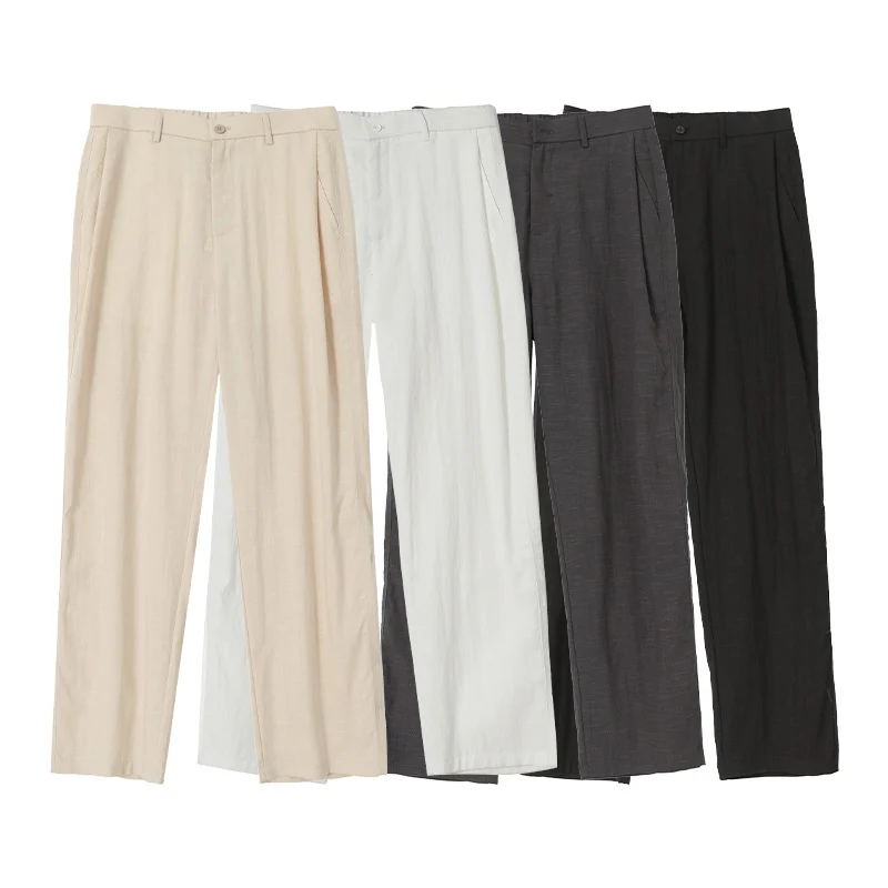 Herren Leichte Leinenhose mit Tunnelzug und geradem Bein Nord Taschen
