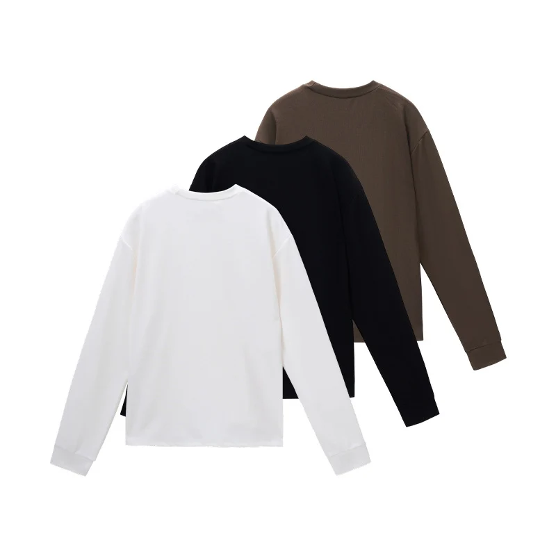 Herren Langarm-Shirt aus feiner Rippstruktur mit Rundhalsausschnitt Nord Taschen