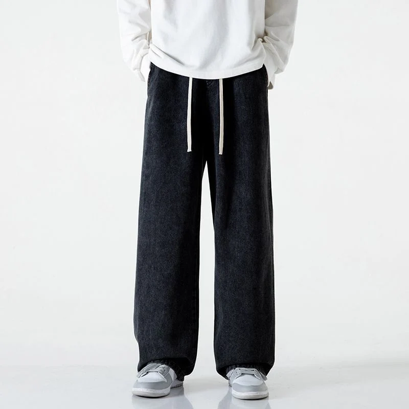 Herren Komfort-Denim-Hose mit elastischem Bund, kontrast-Tunnelzug und geradem Oversize-Bein Nord Taschen