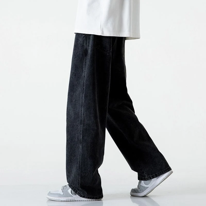 Herren Komfort-Denim-Hose mit elastischem Bund, kontrast-Tunnelzug und geradem Oversize-Bein Nord Taschen