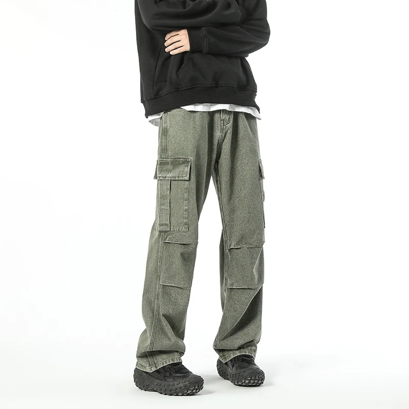 Herren Gerade Cargohose aus schwerem Baumwoll‑Twill mit Kniefalten und großen Klappentaschen Nord Taschen