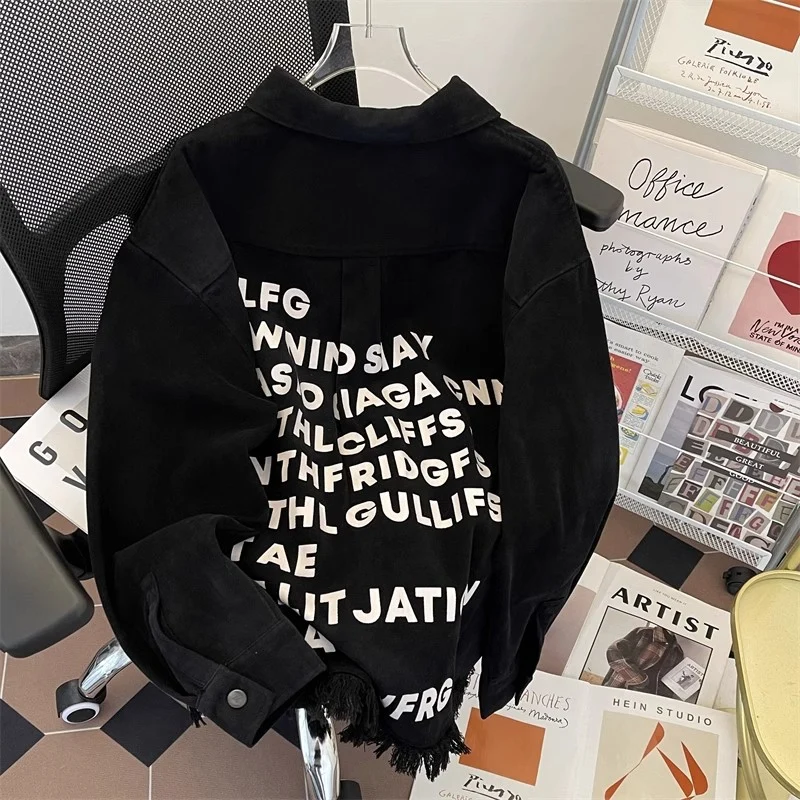 Damen Urbane Oversized Jacke mit kreativem Schriftzug Nord Taschen
