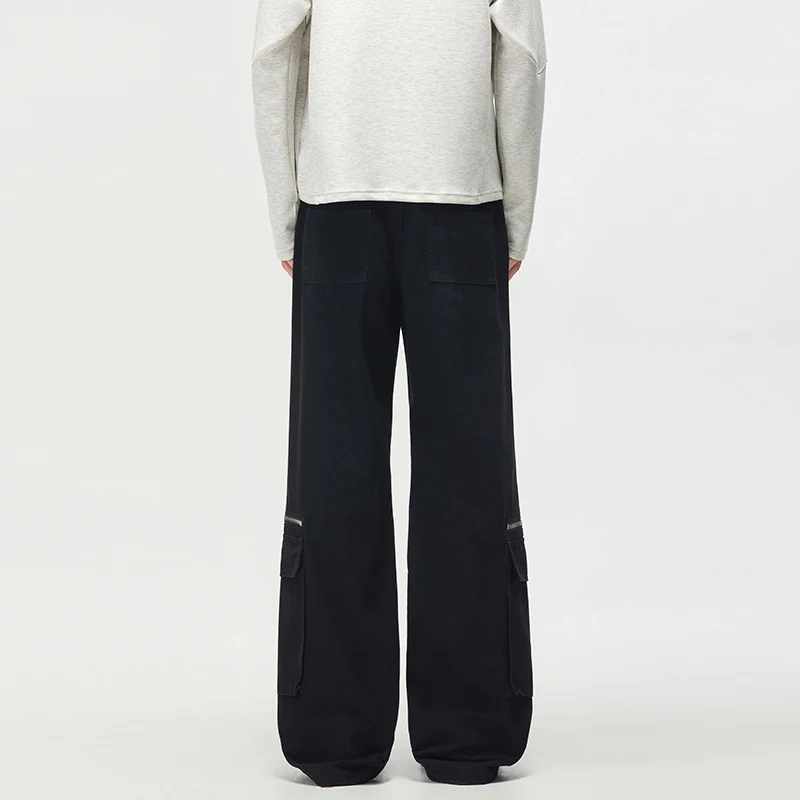 Damen Weite Cargo-Palazzo-Hose mit Reißverschluss- und Klappentaschen Nord Taschen