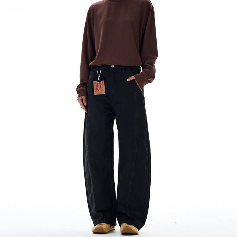 Damen weite Cargo-Hose mit hoher Taille und markanten Nahtdetails Nord Taschen